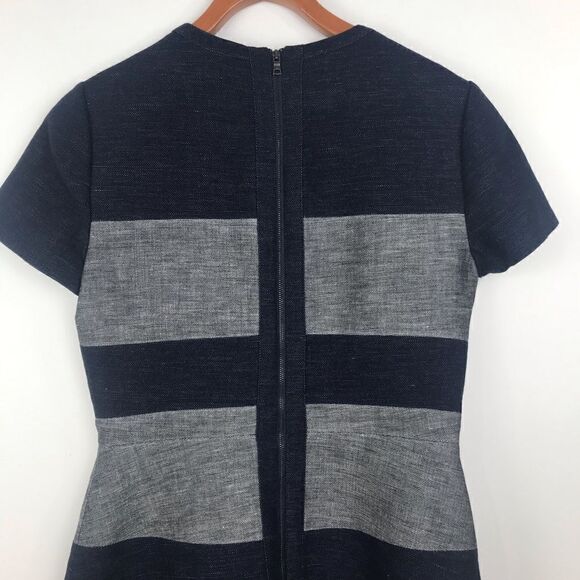 BCBGMAXAZRIA Navy Gray Colorblock Striped A Line Dress - Picture 9 of 13